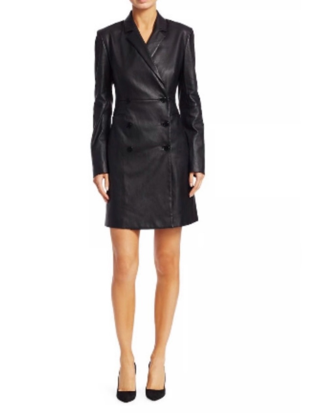 Theory Leather Double-Breasted Blazer Dress